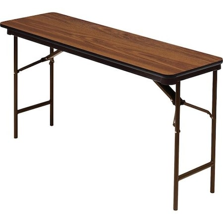 Iceberg OfficeWorks Commercial Folding Table, Oak Top, Charcoal Frame, 18 in W x 60 in L x 29 in H ICE55275